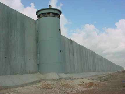 Security fence barrier wall intended to keep people from crossing