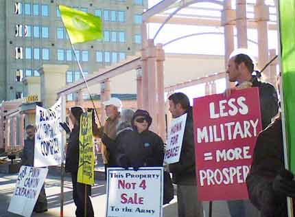 See more pics of protesting the Fort Carson expansion town hall meeting on January 14, 2008