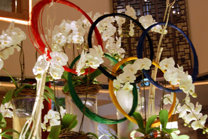 Beijing Hilton Olympic Rings flower display