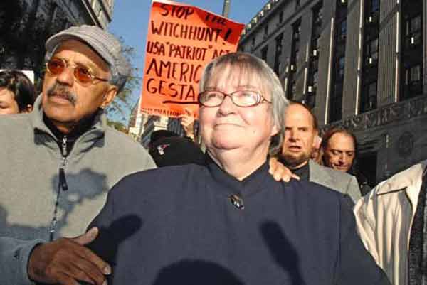 Human rights activist Lynn Steward marches with husband Ralph Pointer
